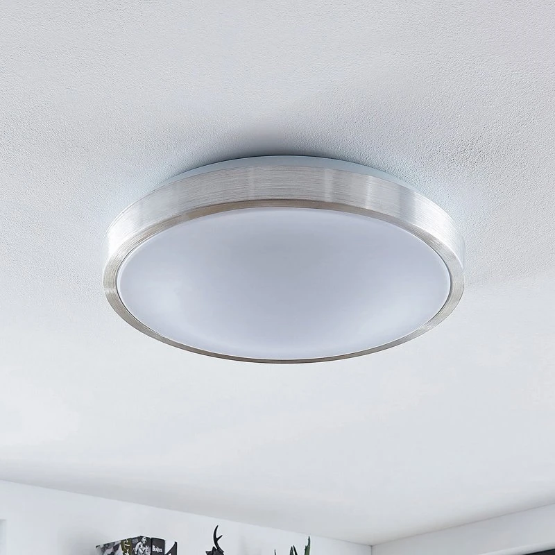 Lámpara LED de techo Emelie de Lindby, Ø 42 cm, Aluminio Plateado