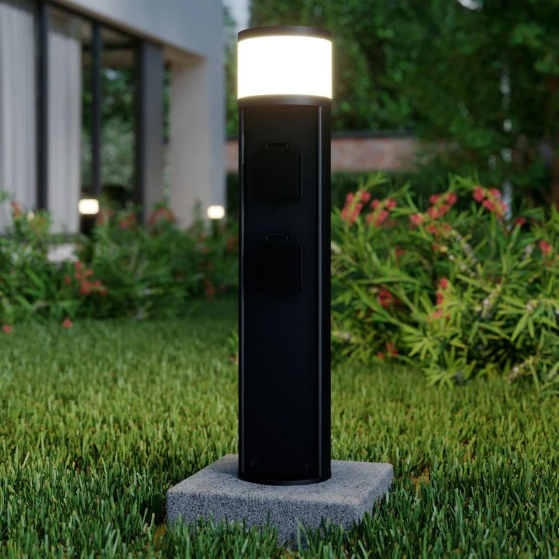 Lucande Corban Lámpara de Jardín con 2 Enchufes, Gris, Aluminio