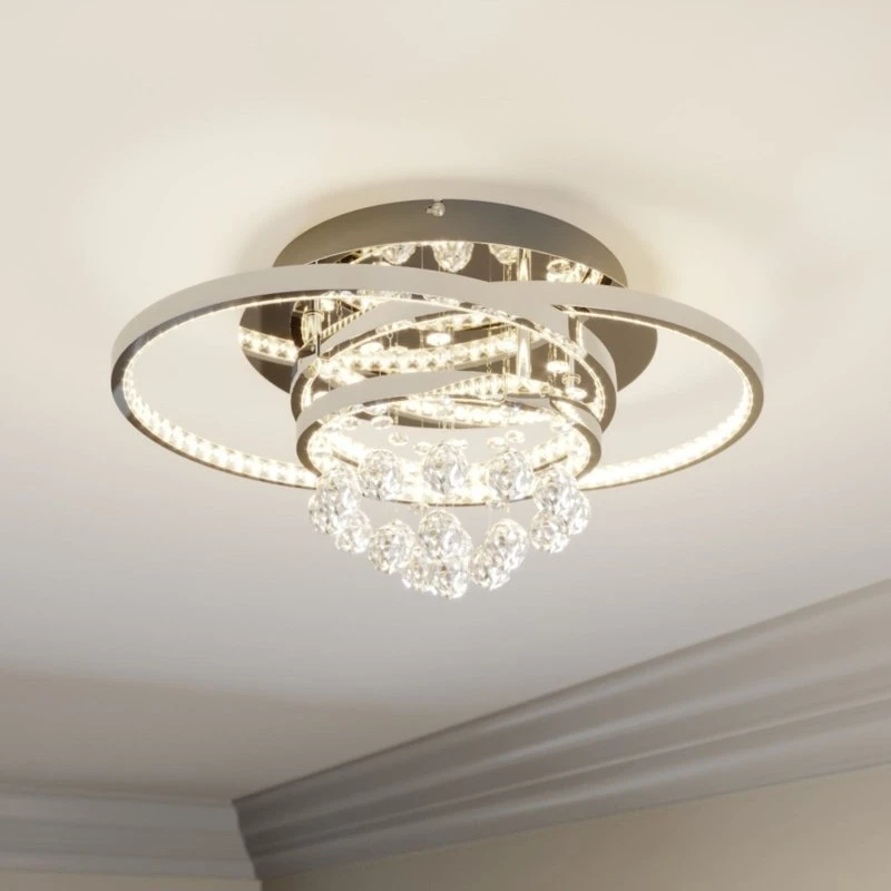 Lucande Keely Lámpara de Techo LED Cromo y Cristal