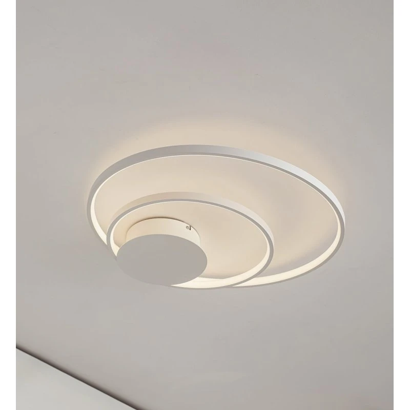 Lindby Lámpara de Techo Nerwin LED Blanca con Diseño de Anillos