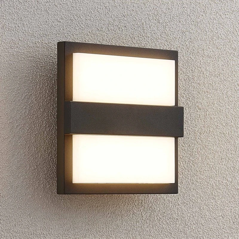 Lucande Aplique LED Exterior Gylfi, 20 cm, Antracita