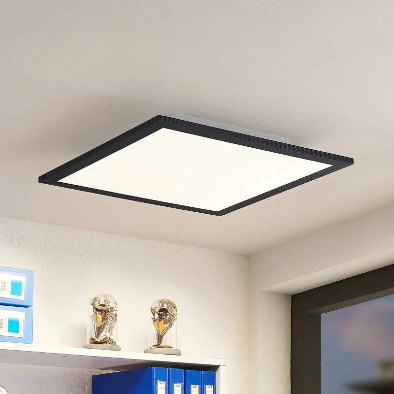 Lindby Lámpara de Techo LED Nelios 40x40cm - Negro - 4000K