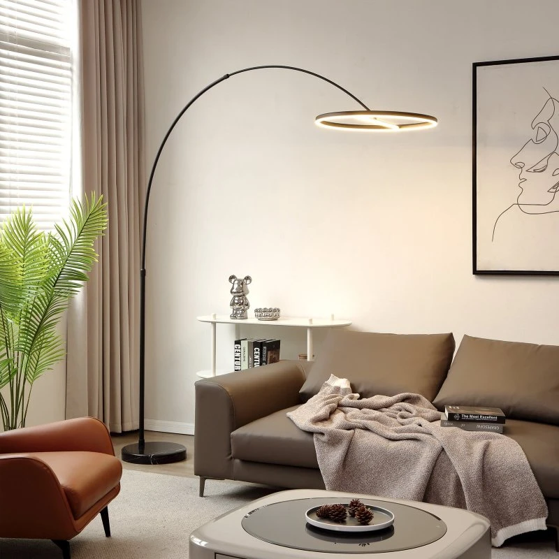 Lucande Lámpara de Pie LED Virvera Negra - Diseño Arqueado Moderno