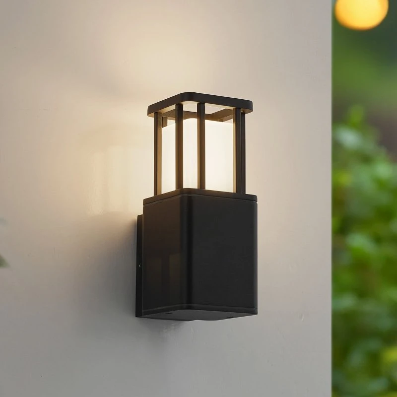 Lucande Aplique LED Exterior Dakil Negro Aluminio Angular