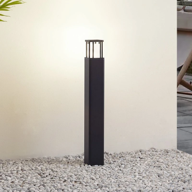 Lucande Dakil Pilona LED Negra - Bolardo de Aluminio Moderno