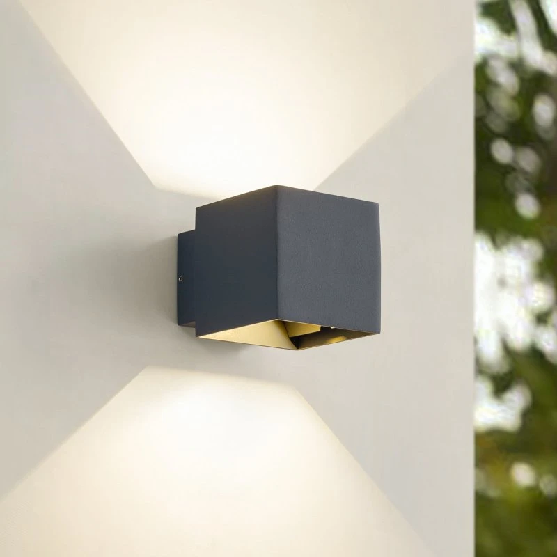 Esani LED Lindby Aplique Exterior Antracita - Diseño Angular IP54