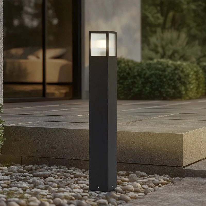 Lucande Klemens Pilona H90 Negra - Lámpara de Jardín de Aluminio