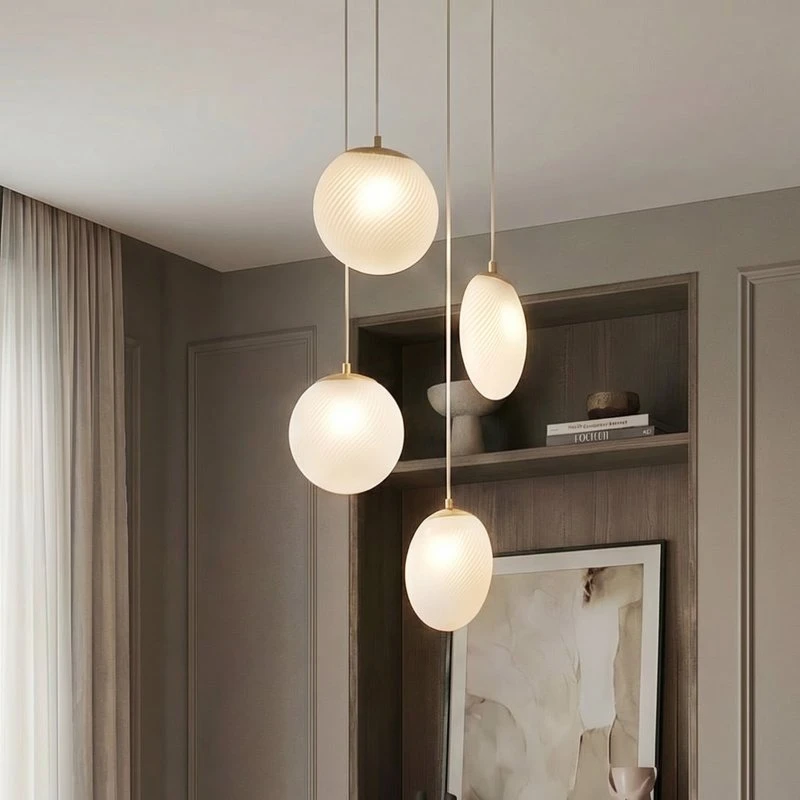 Lucande Lunelle Lámpara Colgante de Latón y Cristal, 4 Luces, Ø 40 cm