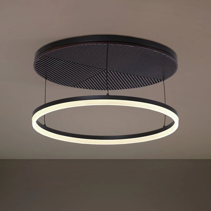 Lucande Plafón LED Orven Ø 50 cm Negro y Madera Atenuable