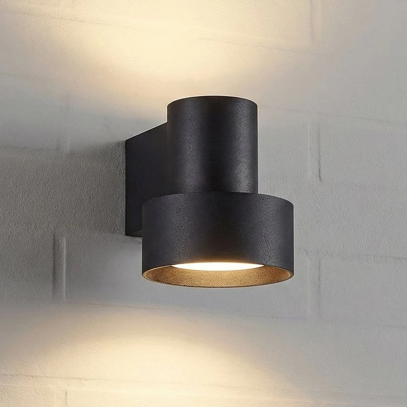 Lucande Elune Aplique LED Exterior Negro Mate - Luz Arriba/Abajo