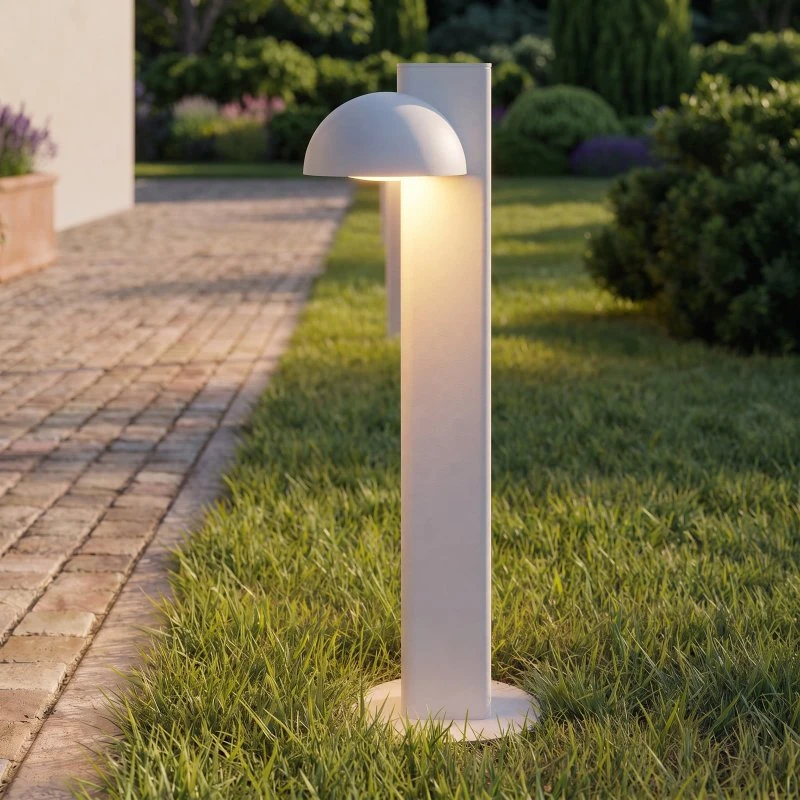 Bolardo luminoso LED Lucande Velira, gris claro, 77 cm, IP44
