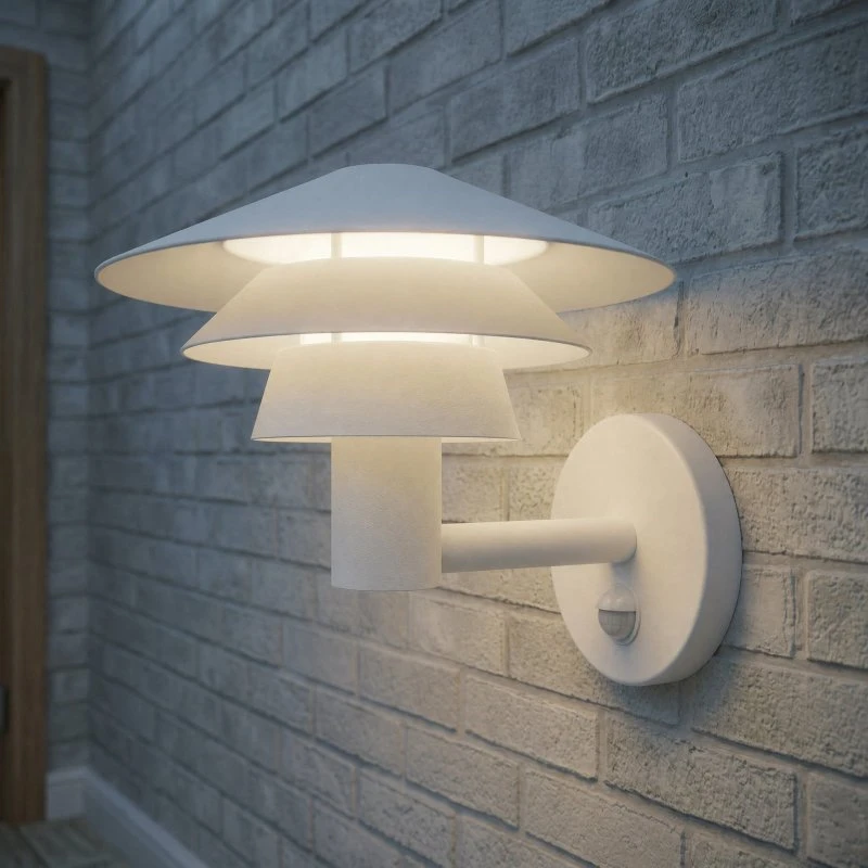 Aplique LED Exterior Lucande Montaro Blanco con Sensor IP54