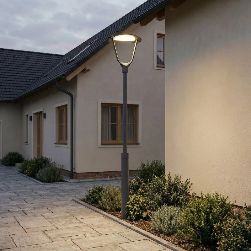 Lucande Lámpara exterior LED Tarasu, 250 cm, Aluminio, Gris, IP65