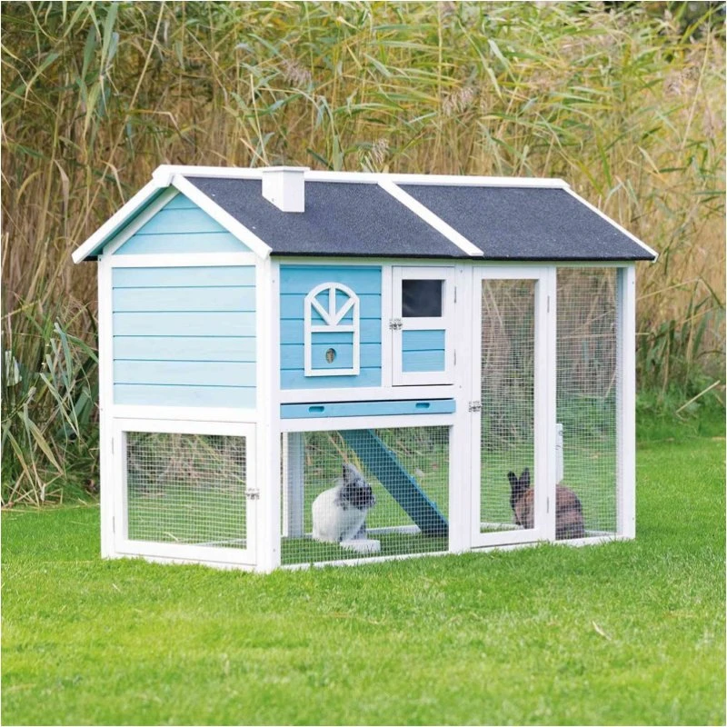 Trixie Conejera Exterior 2 Plantas 156×110×80 cm Azul y Blanco
