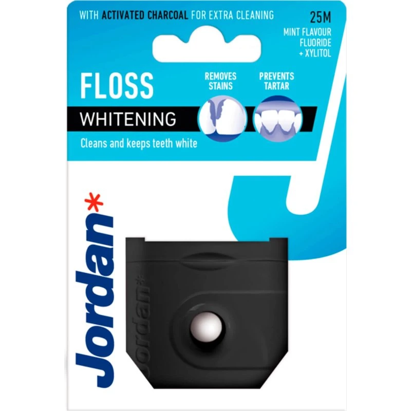 Jordan Whitening Floss Seda Dental con Flúor y Carbón Activado 25m