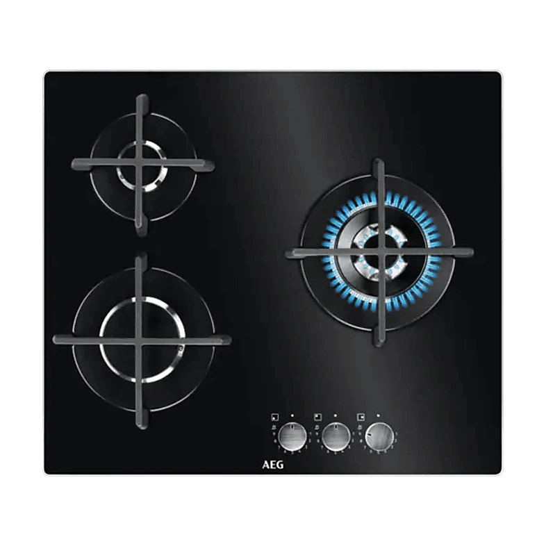 Placa de gas AEG HKB63320NB Gas on Glass, 60 cm, Negro