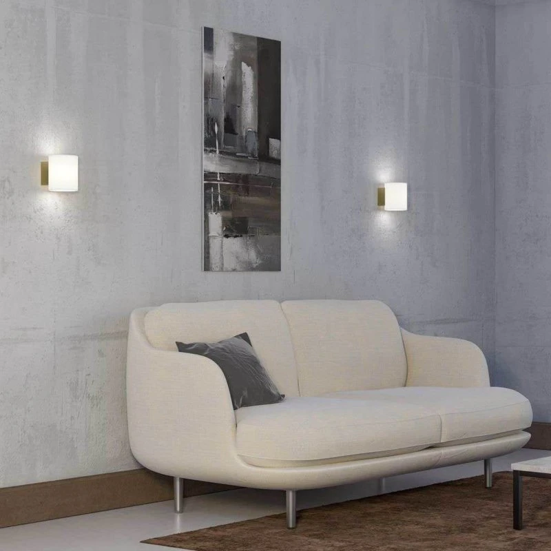Herstal Aplique de Pared Evoke Small Satin Brass y Ópalo