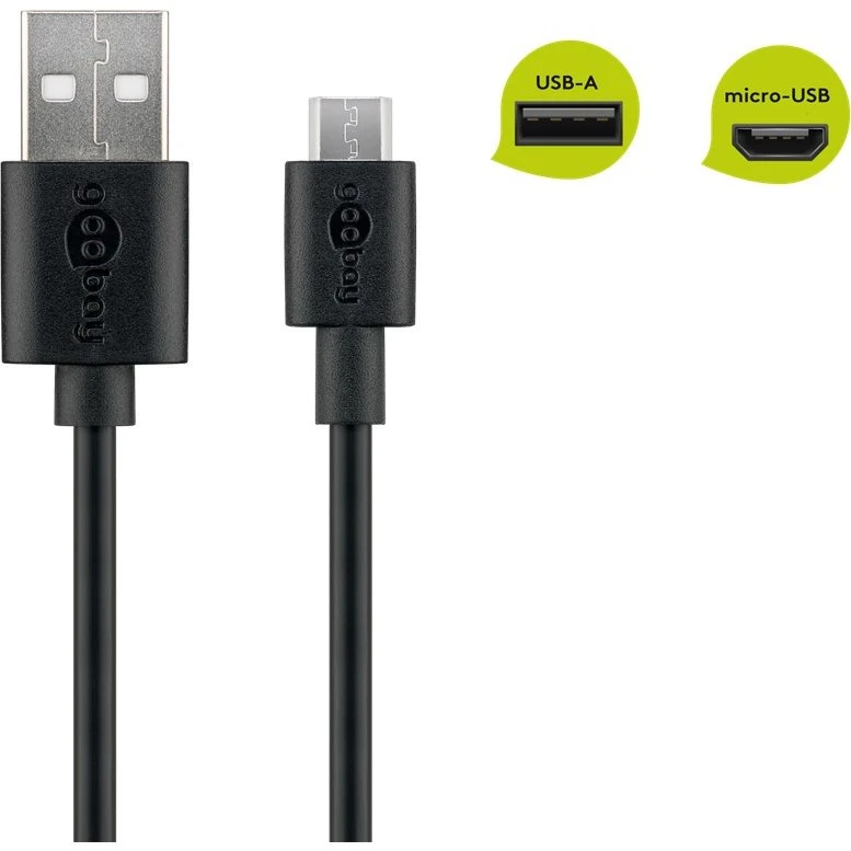 Goobay Micro-USB 1 m, Negro