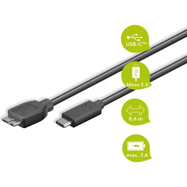 Goobay 67995 USB 2.0 Micro-USB B a USB-C 0,6 m Gris