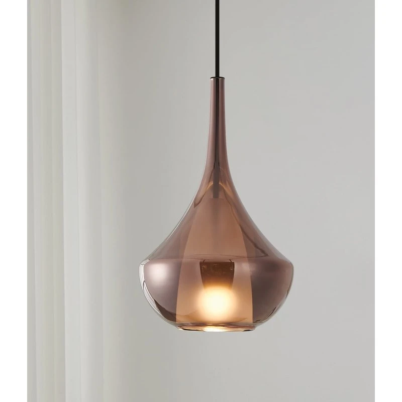 Lámpara colgante Stars of Light Almoster, cobre y cristal, Ø 25 cm
