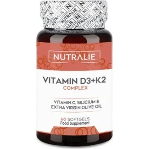 Nutralie Vitamina D3 + K2 Complex 10000 UI con Vitamina C 60 Cápsulas