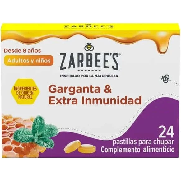 Zarbee's Throat & Immunity 24 Pastillas con Miel, Menta y Zinc