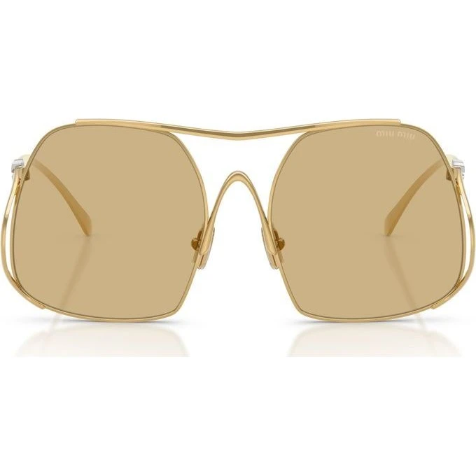 Miu Miu 0MU A55S Gafas de Sol Oversize Oro y Lentes Amarillas