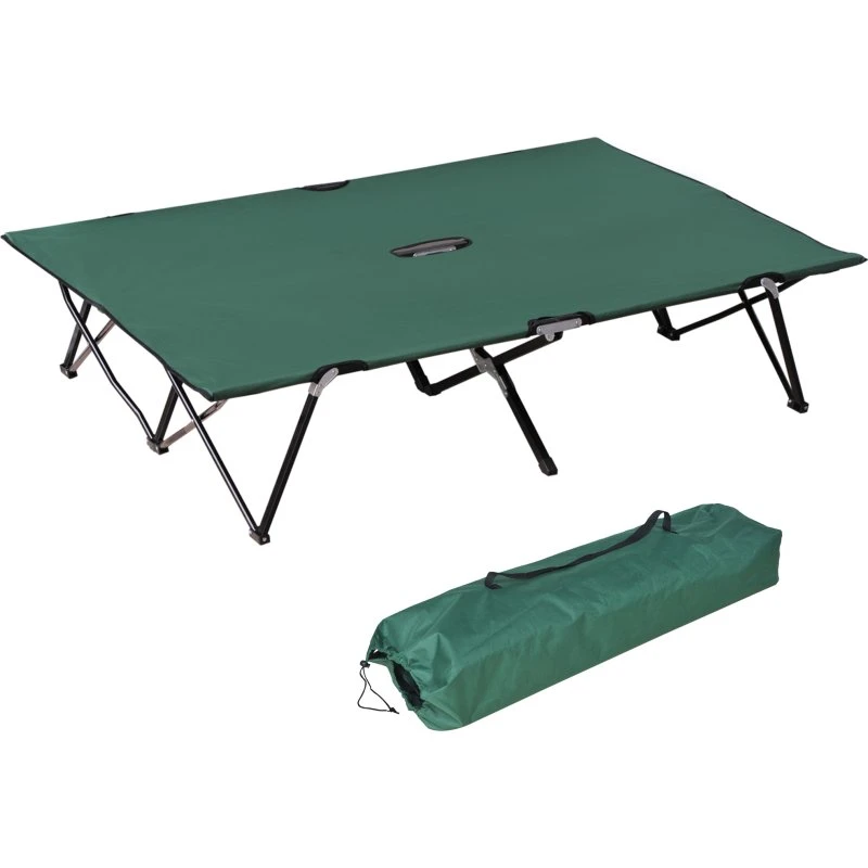 Outsunny Cama Plegable Doble Negro 193x125x40 cm