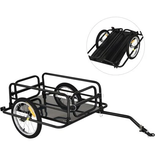 PawHut Remolque Plegable Bicicleta 40kg Negro