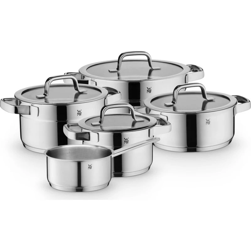 WMF Juego de ollas Compact Cuisine Inducción 5 piezas Cromargan plata