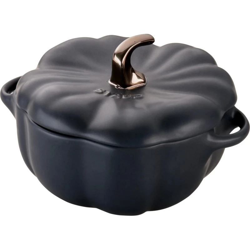 Staub Cocotte de Cerámica en Forma de Calabaza, Negro, 0,7 L