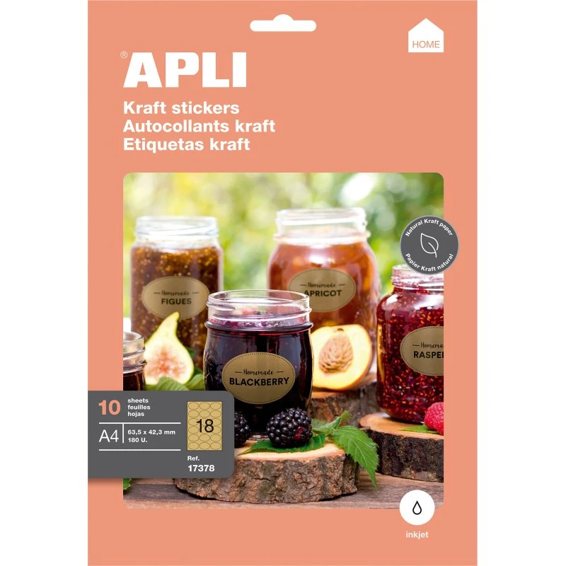 Apli Etiquetas Kraft Ovaladas 63,5x42,3 mm