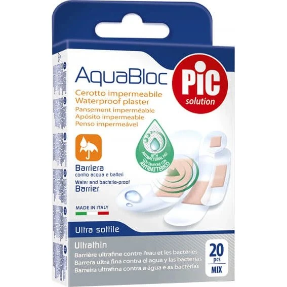 Pic Solution AquaBloc Apósitos Impermeables Antibacterianos, 20 piezas
