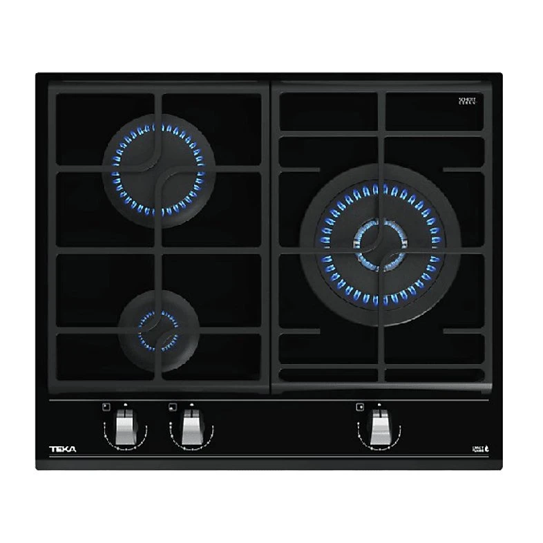 Teka GZC 63310 XBB Placa de Gas Butano de 60cm, 3 Fuegos, Negro