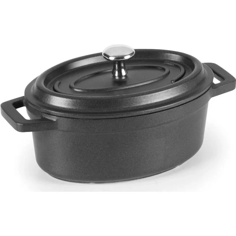 LACOR Cacerola Oval Mini Cocotte con Tapa Negra 25912