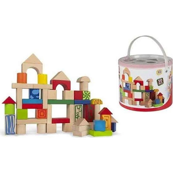 Woomax Cubo 50 Bloques Madera ColorBaby