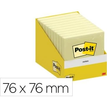 3M Post-it 654 Notas Adhesivas Amarillas 76x76 mm