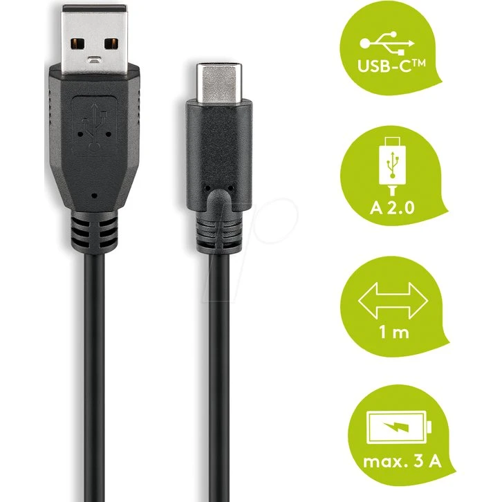 Goobay USB-C/USB-A 1m Negro
