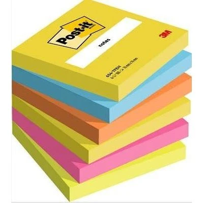 Post-it 654 EN Bloc Adhesivo 76x76 mm Neón 6 Bloques