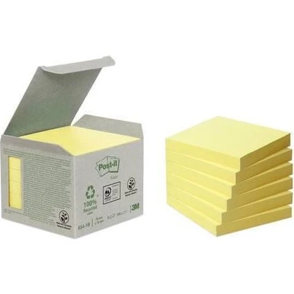 Post-It Notas Recicladas 6541B 76x76mm Amarillo 6x100