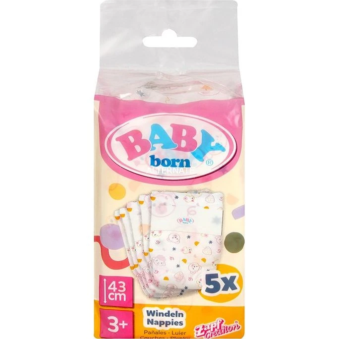 Zapf BABY Born Pañales 5 uds Blanco/Rosa