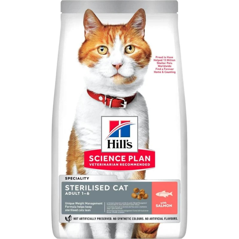 Hill's Science Plan Sterilised Salmón Alimento Seco para Gatos, 3kg
