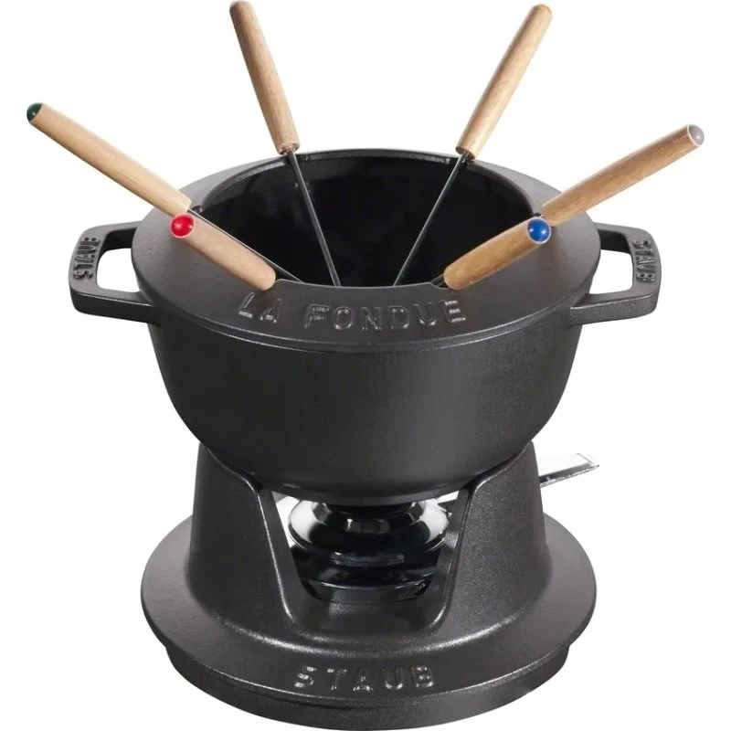 Staub Juego de Fondue de Hierro Colado 18 cm, Negro