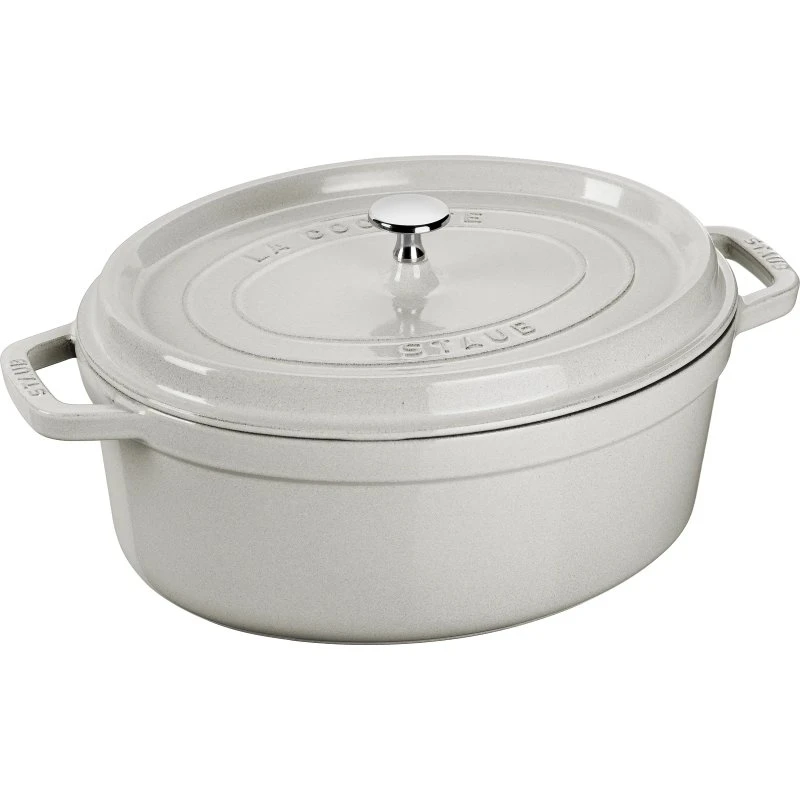 Staub La Cocotte Cacerola de Hierro Fundido Ovalada, 6.7L, Blanco Trufa