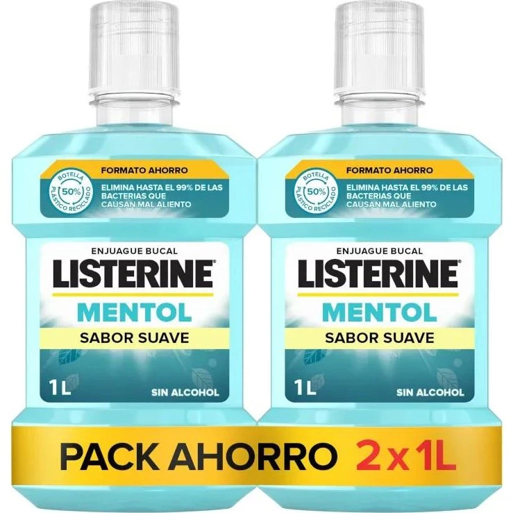 Listerine Mentol Sin Alcohol 2x1 L