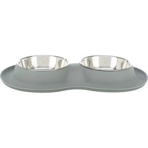 Marca Set Comederos Silicona/Acero Inoxidable Gris
