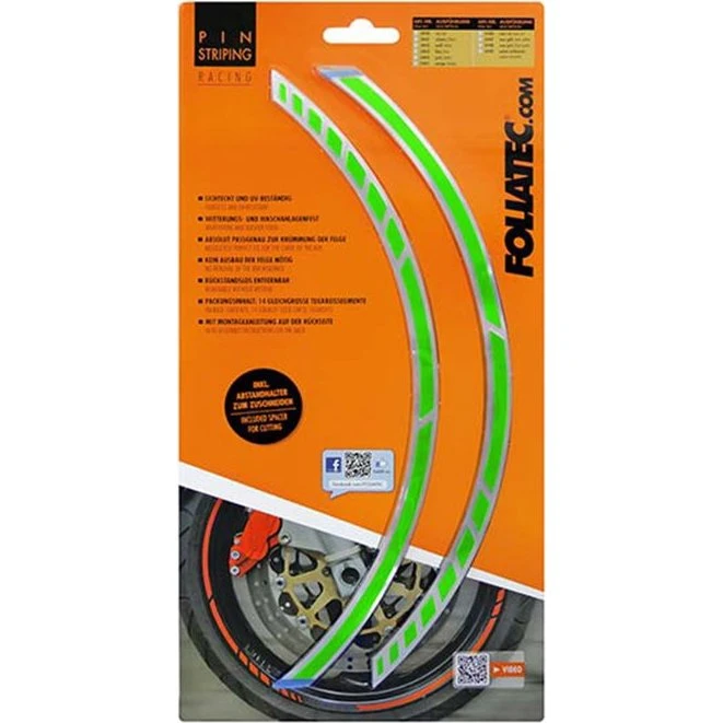 Foliatec Pin Striping Neon Verde 7mm x 41cm 14 Bandas