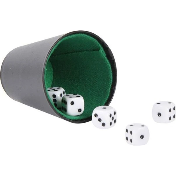 Dimatel Vaso para Dados con 5 Dados y Libreta