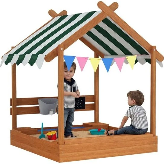 Outsunny Arenero Infantil de Madera, 124x116x146 cm, Naranja