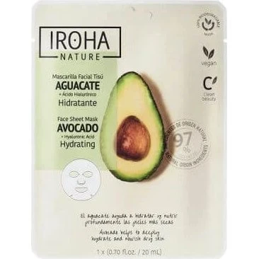 Iroha Nature Mascarilla Hidratante con Aguacate y Ácido Hialurónico